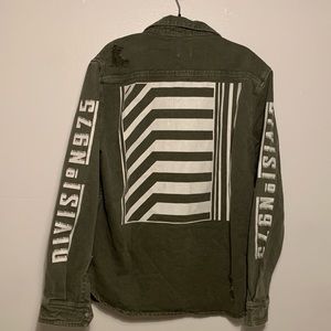 Hunter green denim button down jacket